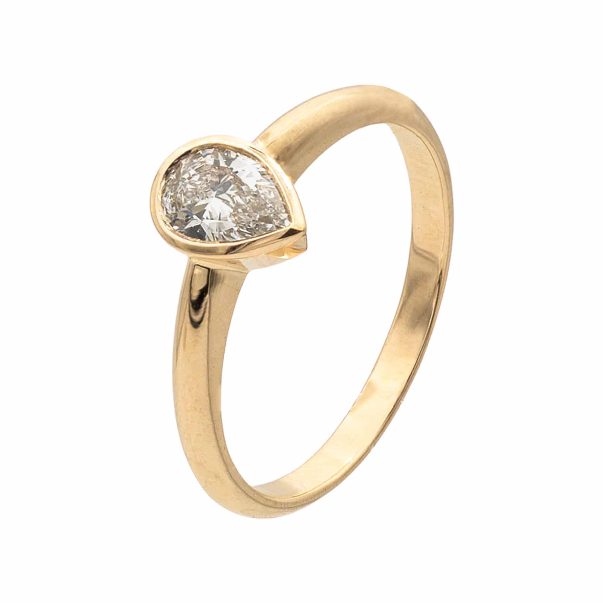 Bague Yali type solitaire or jaune - oblique