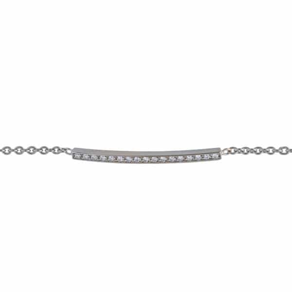 Néon est un bracelet en or blanc 750/1000ème accompagné d'une ligne de17 Diamants de taille brillant. - face